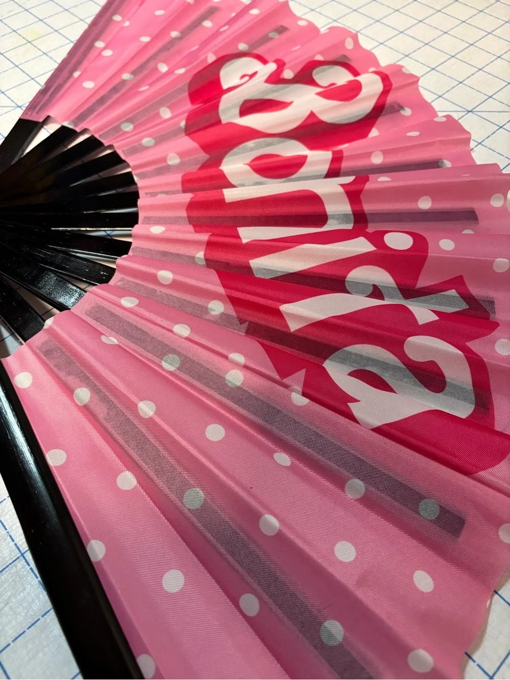 Pink Polka Dot Folding Hand Fan - Compact Party Accessory